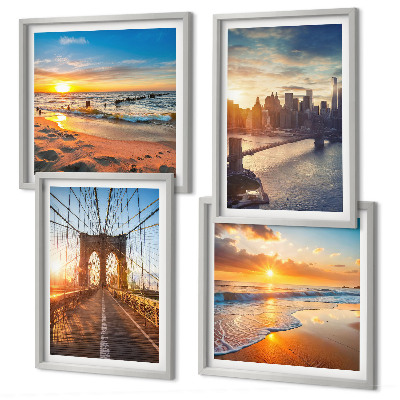 Multi-piece wall decor set Bridges sunsets city