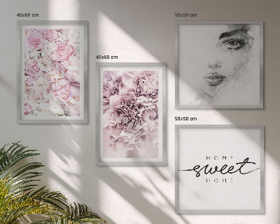 Wall art set Peonies portrait of a woman home