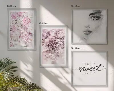 Peonies portrait of a woman wall art set of prints for home decor