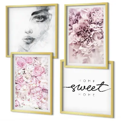 Peonies portrait of a woman wall art set of prints for home decor