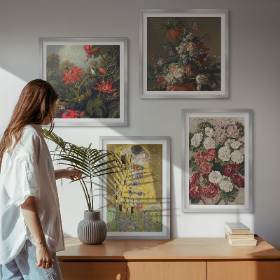 Set of 4 wall art pieces Flowers of the tree painting Klimt