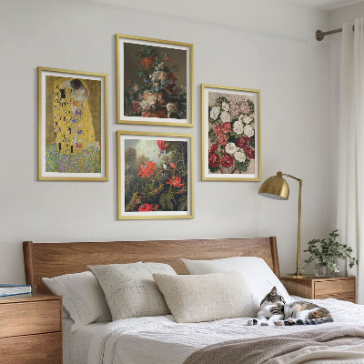 Set of 4 wall art pieces Flowers of the tree painting Klimt