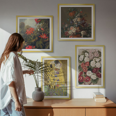Set of 4 wall art pieces Flowers of the tree painting Klimt