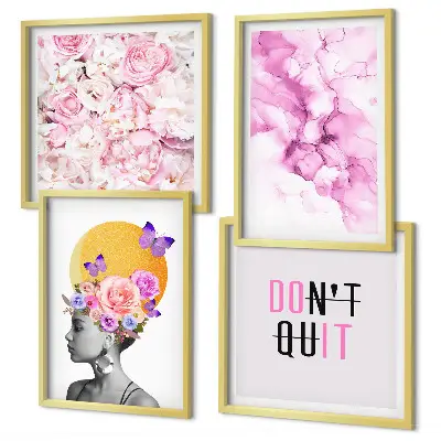 Abstract floral portrait of a woman wall art set of prints