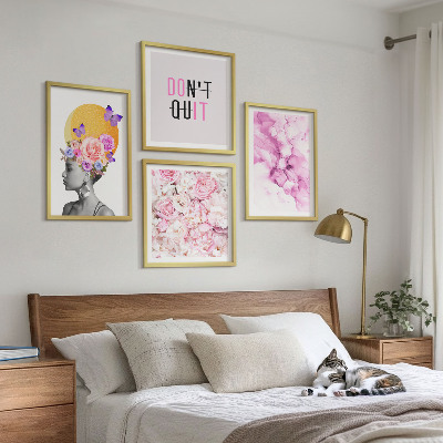 Wall art set Flowers abstract portrait of a woman