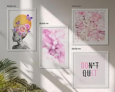 Abstract floral portrait of a woman wall art set of prints