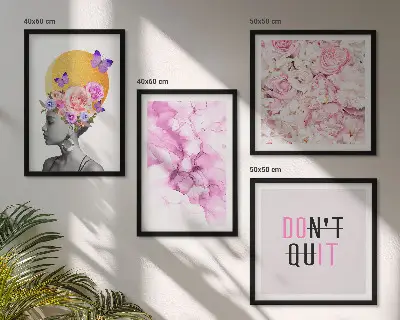 Abstract floral portrait of a woman wall art set of prints