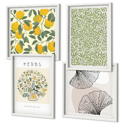 Multi-piece wall decor set Lemon Herbs and Leaves