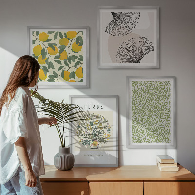 Multi-piece wall decor set Lemon Herbs and Leaves