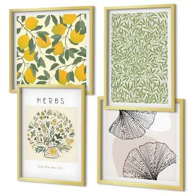 Lemon Herbs and Leaves wall decor set multi-piece