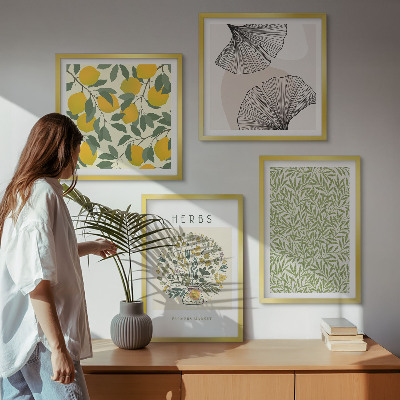 Multi-piece wall decor set Lemon Herbs and Leaves