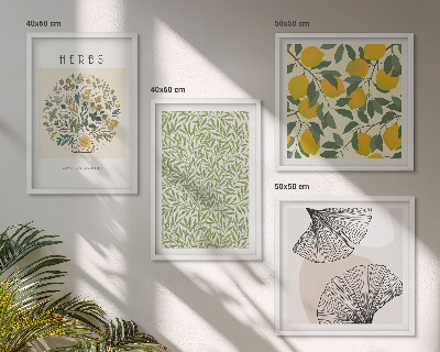 Multi-piece wall decor set Lemon Herbs and Leaves