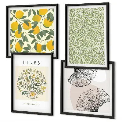 Lemon Herbs and Leaves wall decor set multi-piece