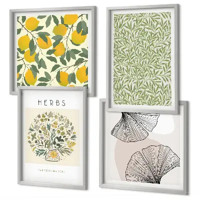 Lemon Herbs and Leaves wall decor set multi-piece