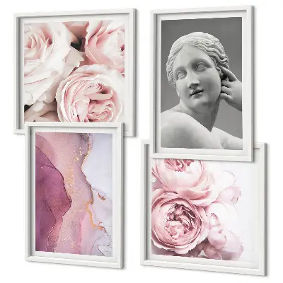 Peony sculpture of a woman set of 4 wall art pieces