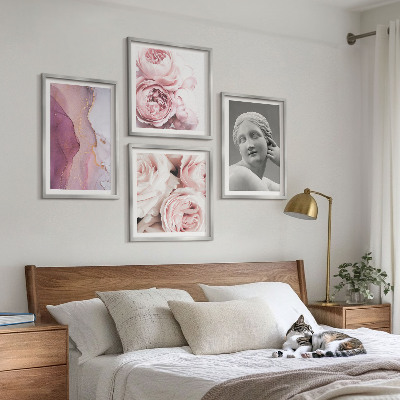 Set of 4 wall art pieces Peony sculpture of a woman