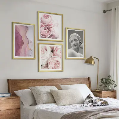 Peony sculpture of a woman set of 4 wall art pieces