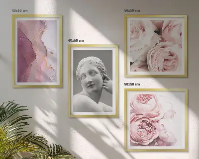 Peony sculpture of a woman set of 4 wall art pieces