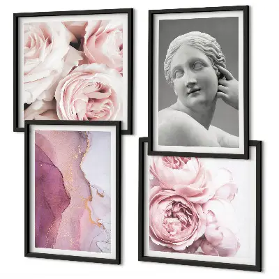 Peony sculpture of a woman set of 4 wall art pieces