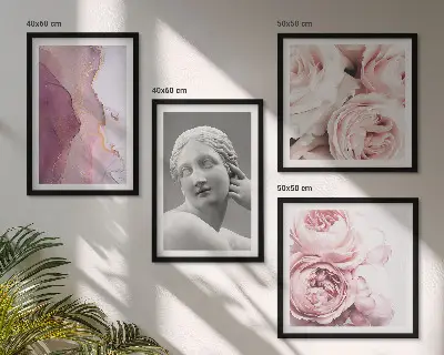 Peony sculpture of a woman set of 4 wall art pieces