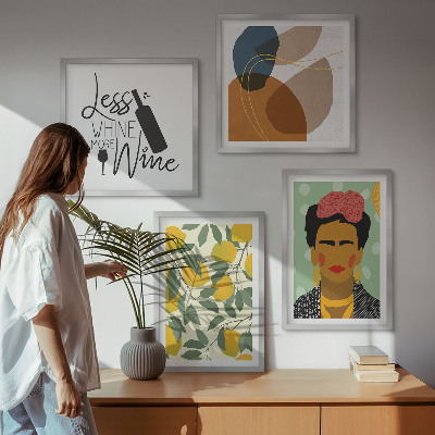 Multi-piece wall decor set Lemons wine portrait of Frida
