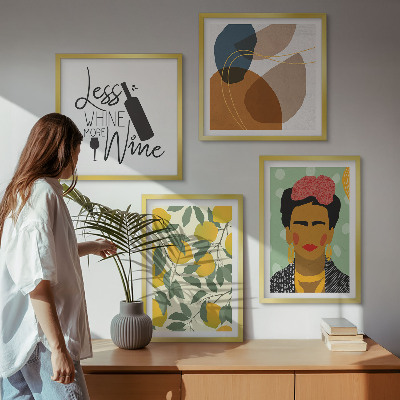 Multi-piece wall decor set Lemons wine portrait of Frida