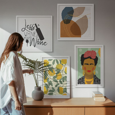 Multi-piece wall decor set Lemons wine portrait of Frida