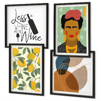Multi-piece wall decor set Lemons wine portrait of Frida
