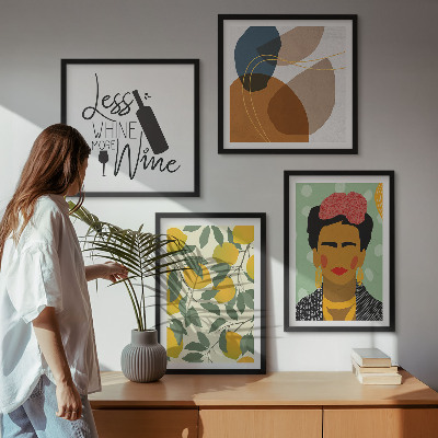 Multi-piece wall decor set Lemons wine portrait of Frida