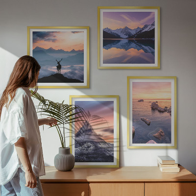 Wall art set Landscapes mountains lakes jelen