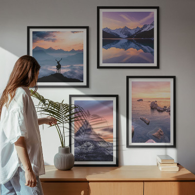 Wall art set Landscapes mountains lakes jelen