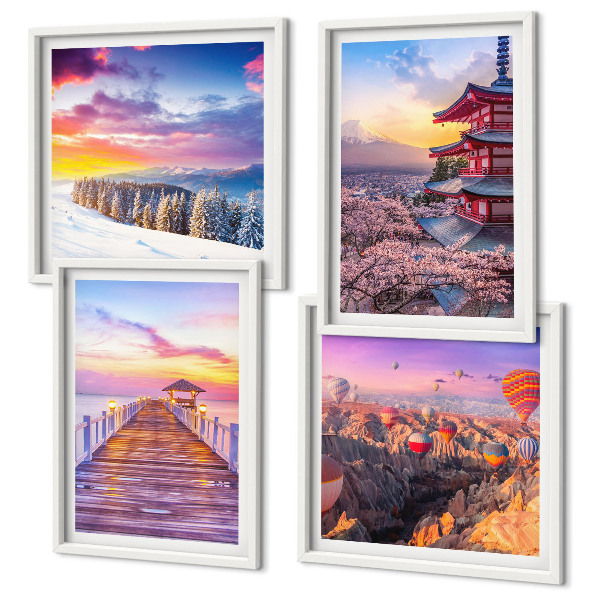 Set of 4 wall art pieces Romantic skyscapes
