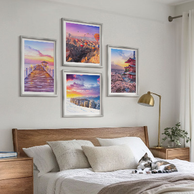 Set of 4 wall art pieces Romantic skyscapes
