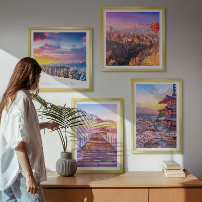 Set of 4 wall art pieces Romantic skyscapes