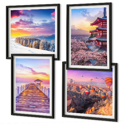 Set of 4 wall art pieces Romantic skyscapes