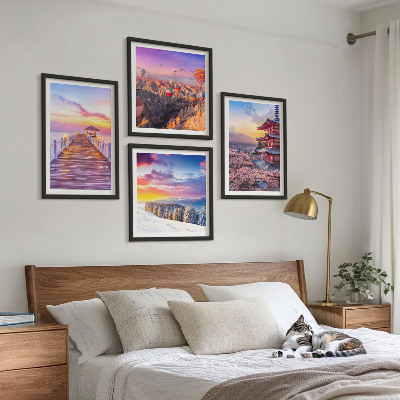 Set of 4 wall art pieces Romantic skyscapes