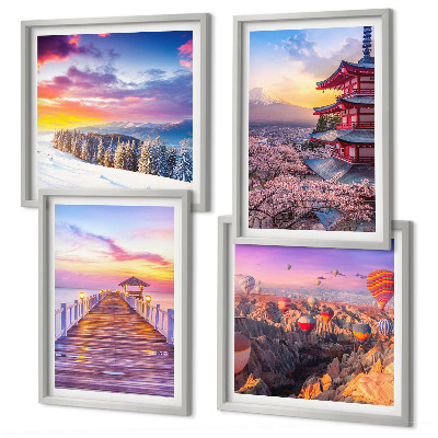 Set of 4 wall art pieces Romantic skyscapes