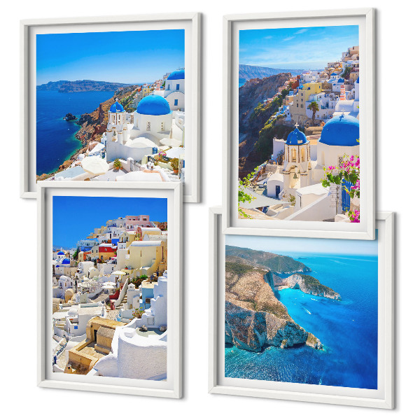 Multi-piece wall decor set Architectural landscape Oia Santorini Greece