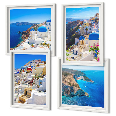 Multi-piece wall decor set Architectural landscape Oia Santorini Greece
