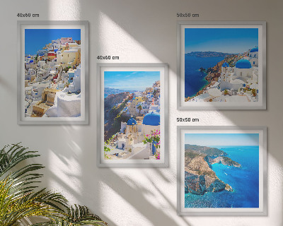 Multi-piece wall decor set Architectural landscape Oia Santorini Greece