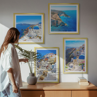Multi-piece wall decor set Architectural landscape Oia Santorini Greece