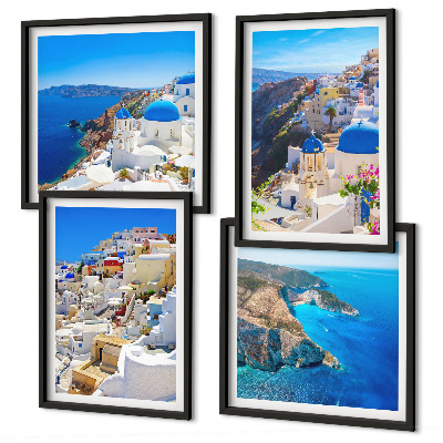 Multi-piece wall decor set Architectural landscape Oia Santorini Greece