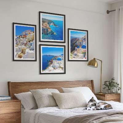 Multi-piece wall decor set Architectural landscape Oia Santorini Greece