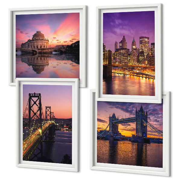 Multi-piece wall decor set Bridges, sun, city views