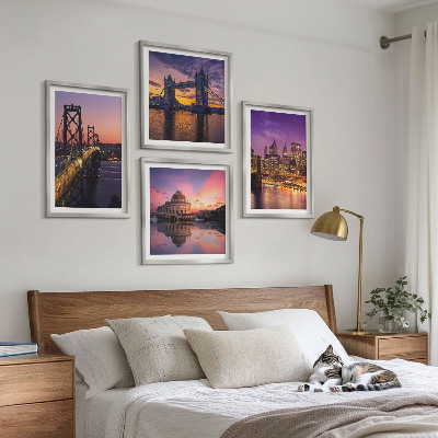 Multi-piece wall decor set Bridges, sun, city views