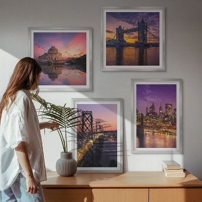 Multi-piece wall decor set Bridges, sun, city views