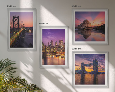 Multi-piece wall decor set Bridges, sun, city views
