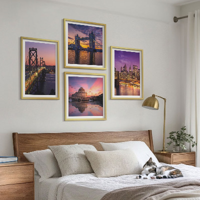 Multi-piece wall decor set Bridges, sun, city views