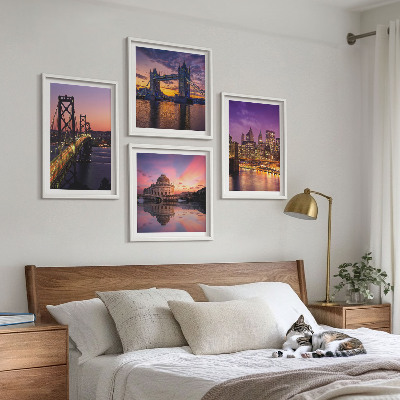 Multi-piece wall decor set Bridges, sun, city views