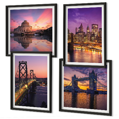 Multi-piece wall decor set Bridges, sun, city views